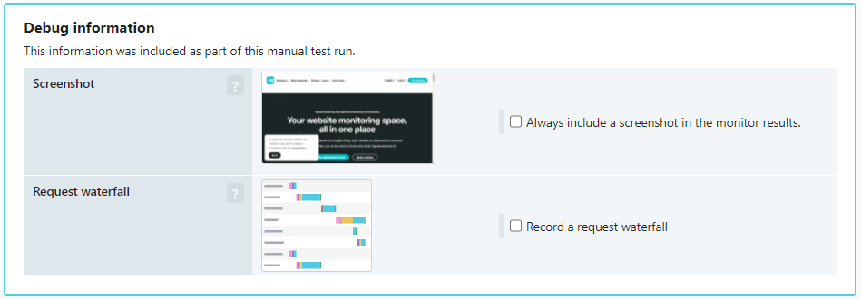 Screenshot und Wasserfalldiagramm nach manuellem Test