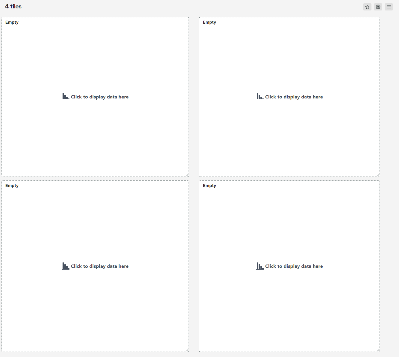 Screenshot Neues Dashboard 4 leere Kacheln